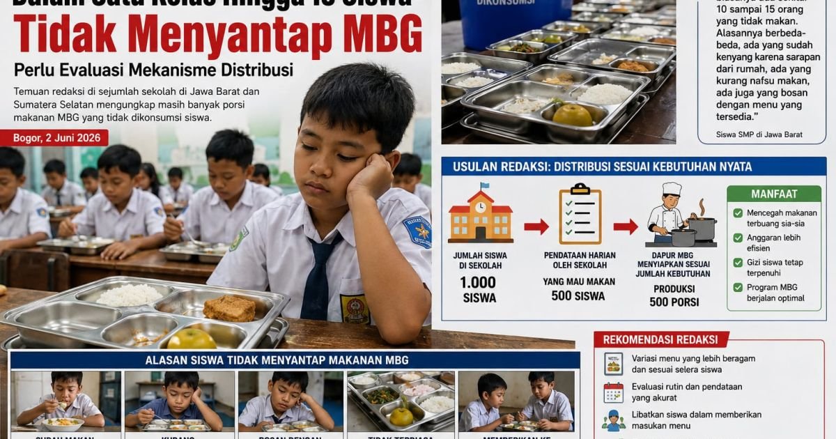 Redaksi Usulkan Perbaikan Sistem MBG, Produksi Makanan Disesuaikan dengan Kebutuhan Nyata Siswa