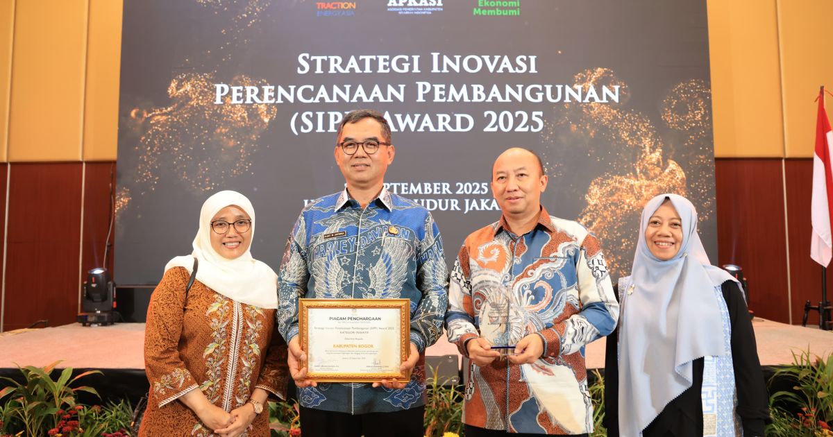 Kabupaten Bogor Raih Penghargaan SIPP Awards 2025: Kabupaten Terinisiatif dalam Perencanaan Pembangunan Berwawasan Lingkungan dan Tanggap Bencana